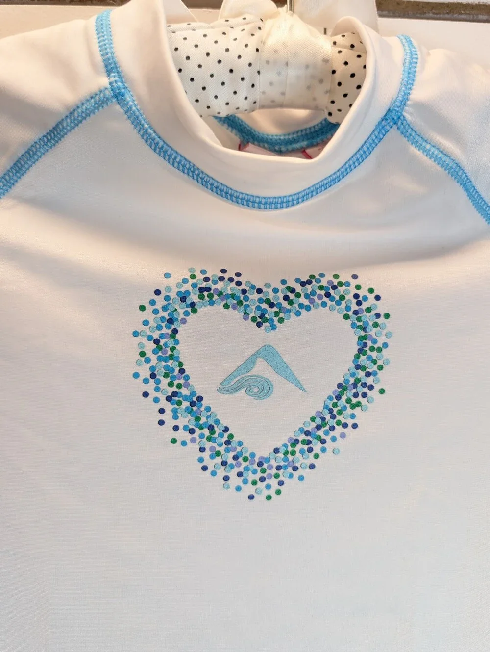 Kanu Surf Girls Karlie Sun Protective Rashguard Swim Shirt White/Blue Lg NWOT